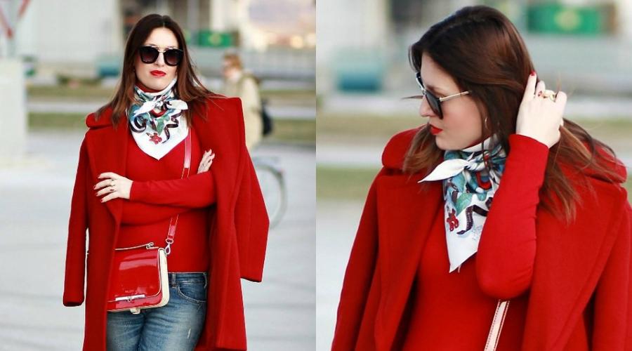 На улицу в красном пальто. С чем носить женское красное пальто, фото Цвет шарфа к красному пальто